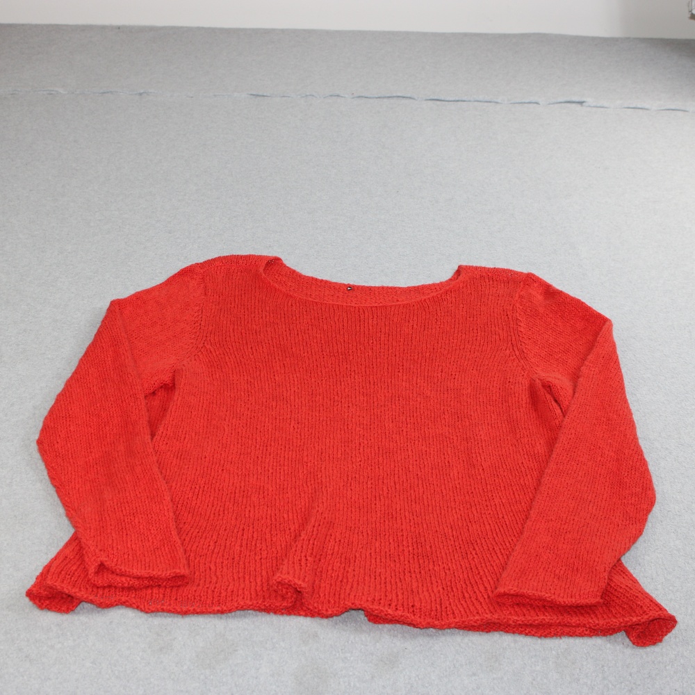 Eileen Fisher Sweater Women XL Red Open Knit Scoop Neck Coastal Boho Lightweight
